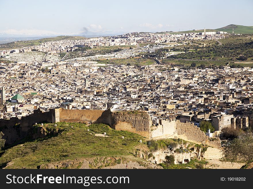 Cityline of Fes in Marocco