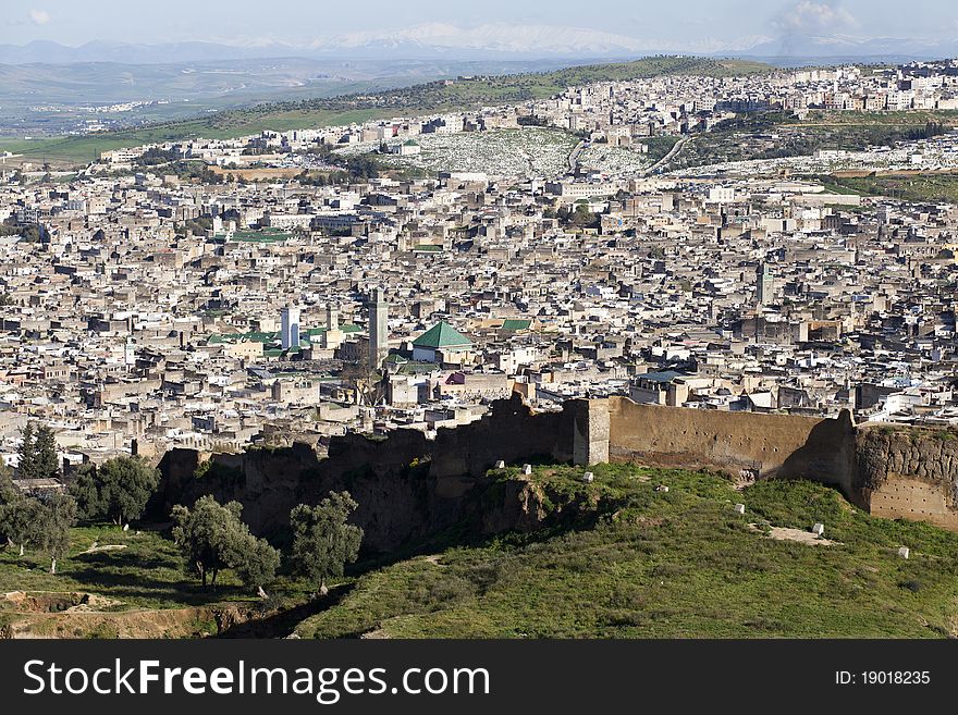 Cityline of Fes in Marocco in Arfica