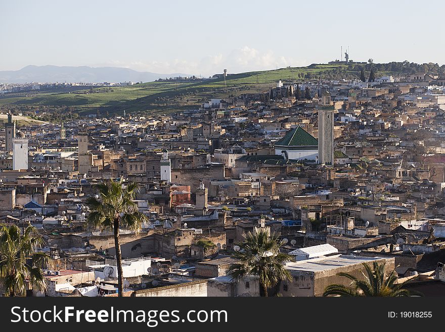 Cityline of Fes in Marocco in Arfica