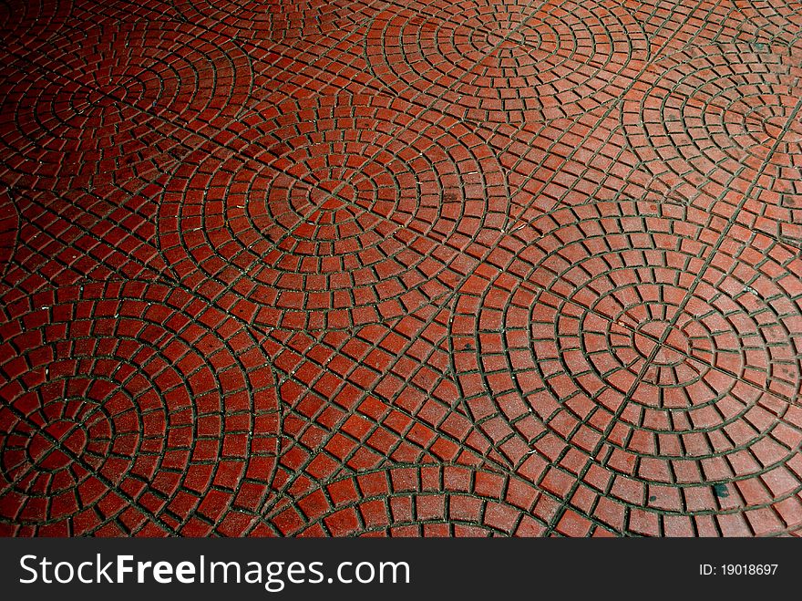 Red footpath in circle shape