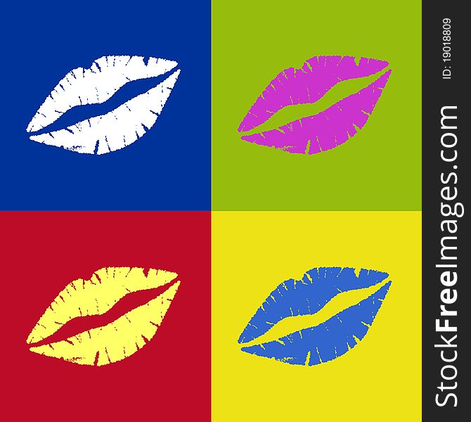 Vectored Lipstick Kiss Retro