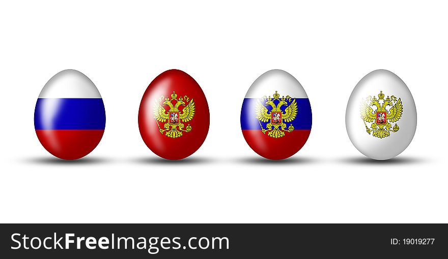 Eastereggs with a russian flag on a white background. Eastereggs with a russian flag on a white background