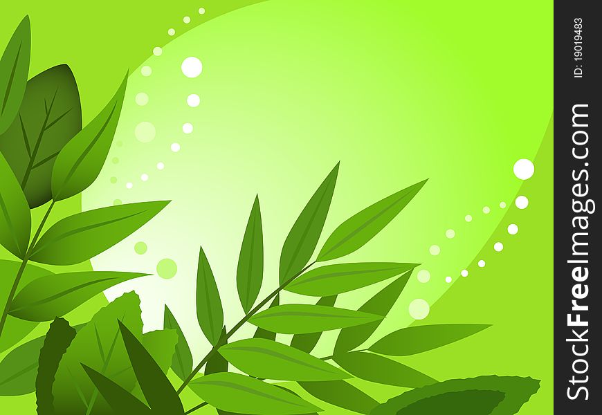 Abstract spring illustration against the green background. Abstract spring illustration against the green background