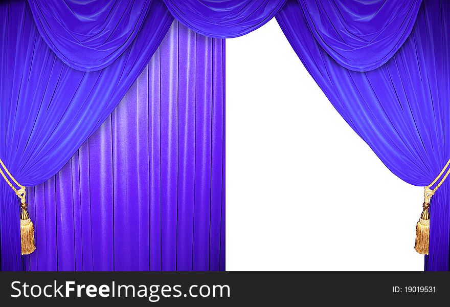 Blue curtain of a classical theater. Blue curtain of a classical theater