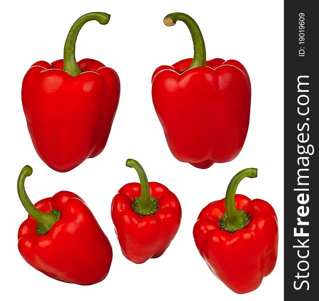 Muliple Peppers Isolated - Set