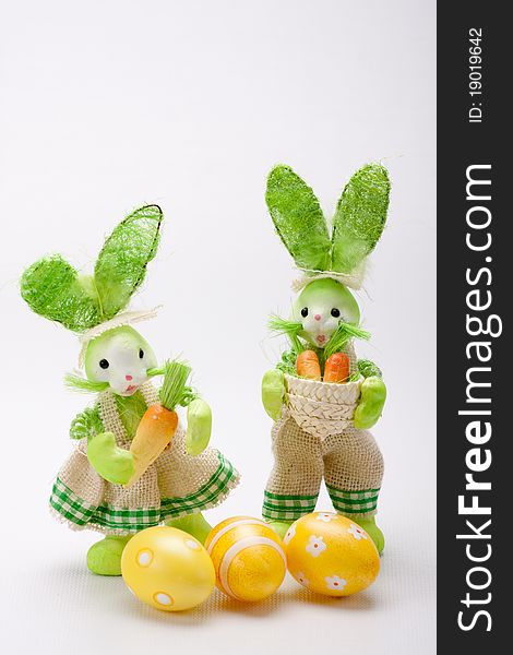 Green Bunnies Couple With Eggs