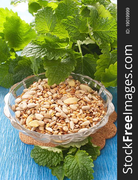 Seeds In  Bowl With Herbs