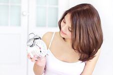 Girl With Alarm Clock Royalty Free Stock Photography Girl With Alarm Clock Royalty Free Stock Photography