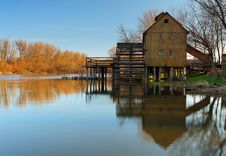 Historic Wooden Watermill Royalty Free Stock Images