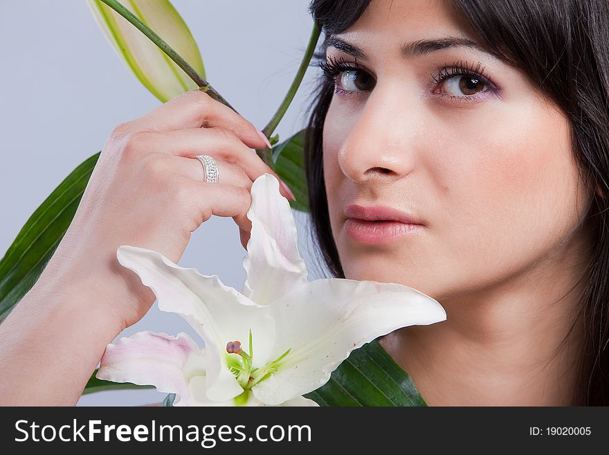 Beautiful Woman With Lily