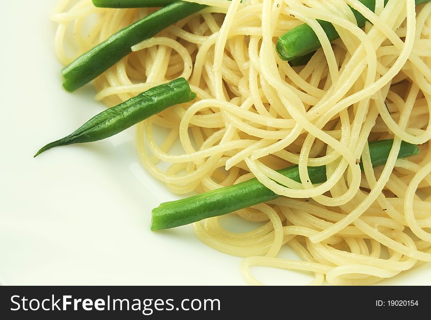 Simlpe pasta, spaghetti with asparagus. Simlpe pasta, spaghetti with asparagus