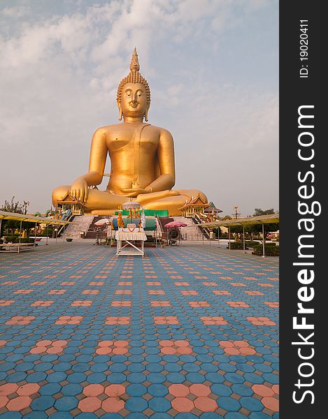 Huge Buddha image at Angthong province,Thailand.