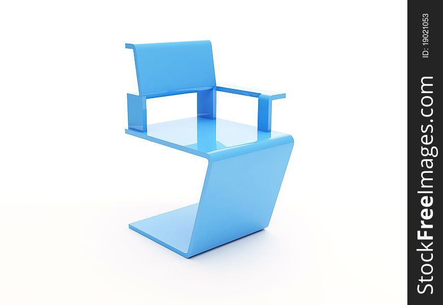 Blue modern plastic armchair isolated on white background