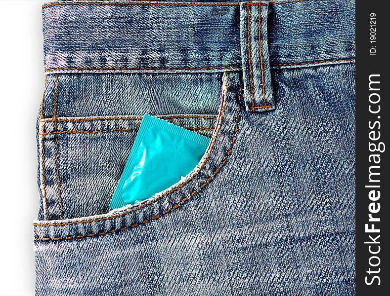 Condom in a jeans pocket