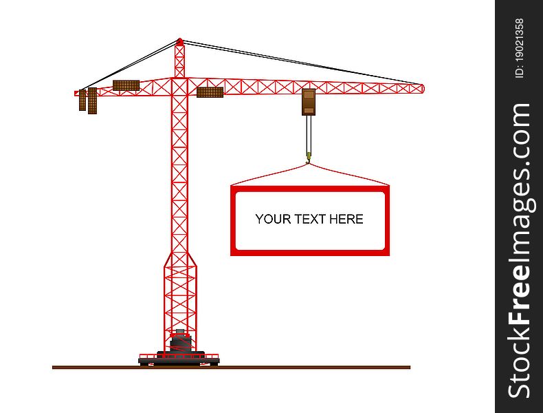 Isolated crane with panel for sample text, vector format. Isolated crane with panel for sample text, vector format