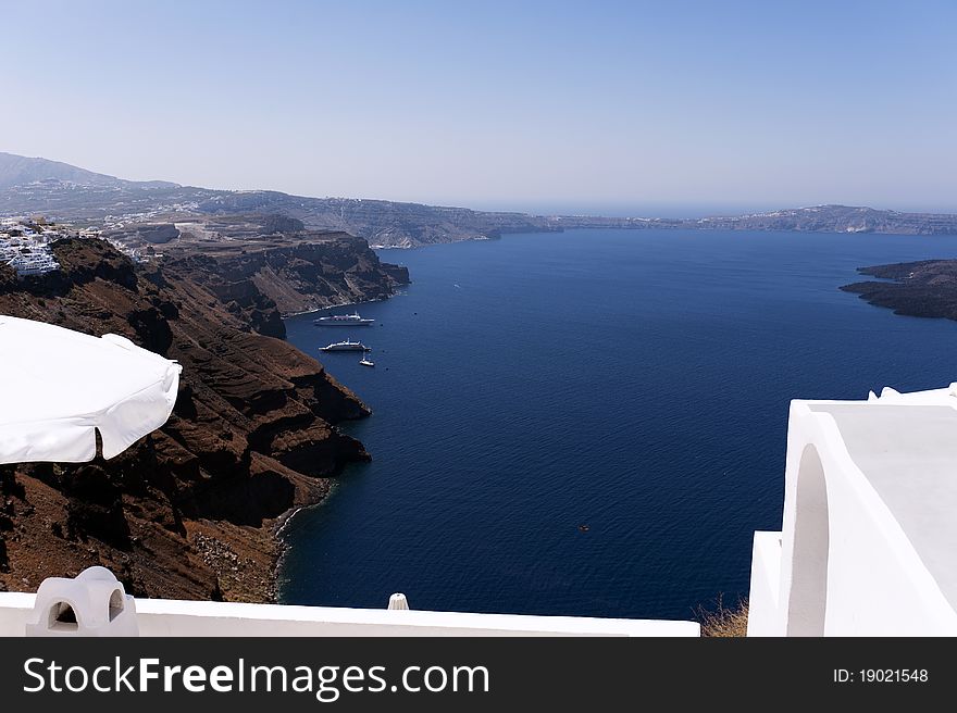 Gorgeous view of romantic Santorini's coast. Greece.