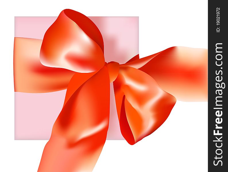 The red bow on a pink box