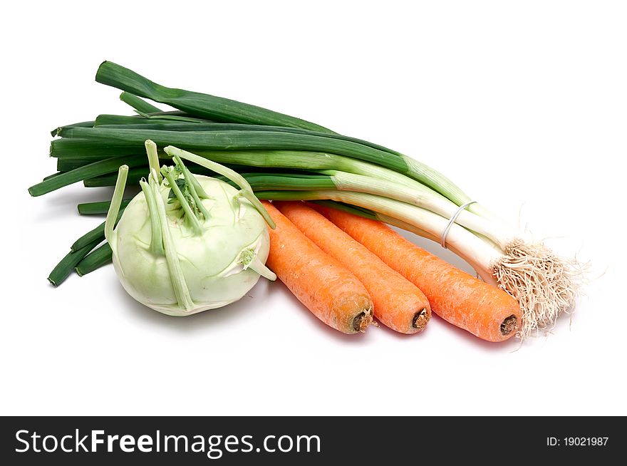 Some fresh vegetables over a white background. Some fresh vegetables over a white background