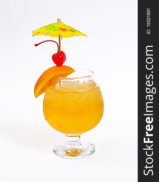 Cocktail photo in glasswares on a white background