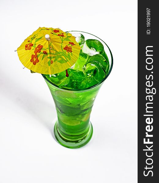 Cocktail photo in glasswares on a white background