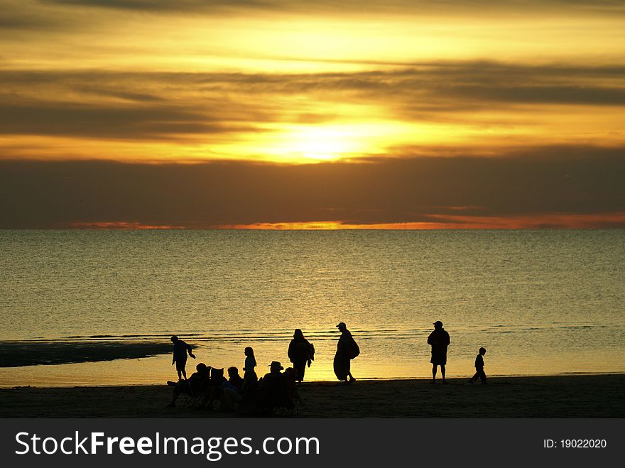 Silhouettes against the sunset at First Encounter Beach, Cape Cod