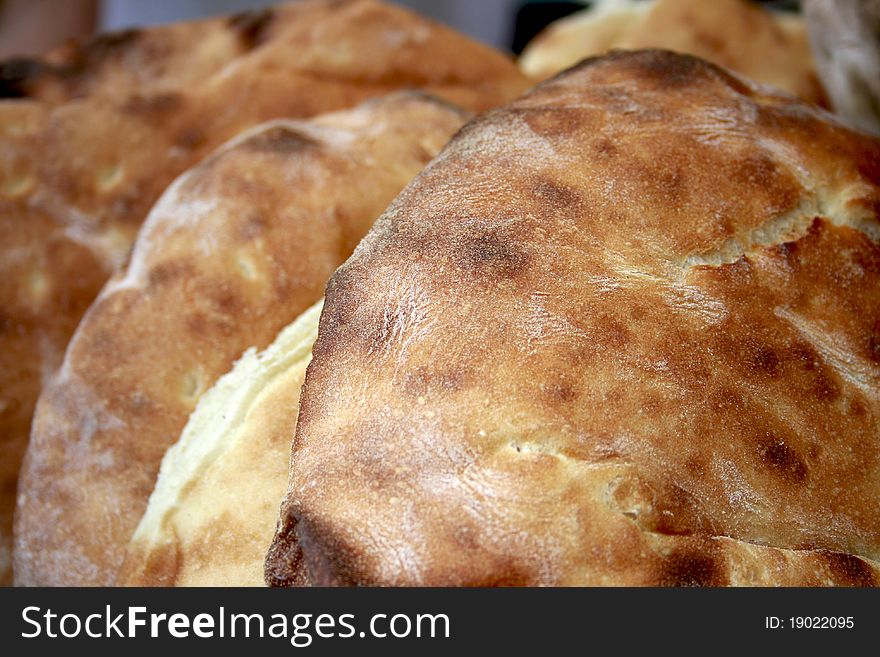 Homemade traditional delicious crispy bread. Homemade traditional delicious crispy bread