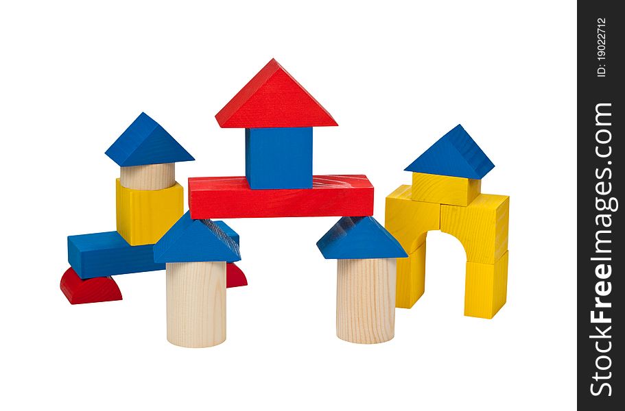 Several Houses Of Wooden Blocks.