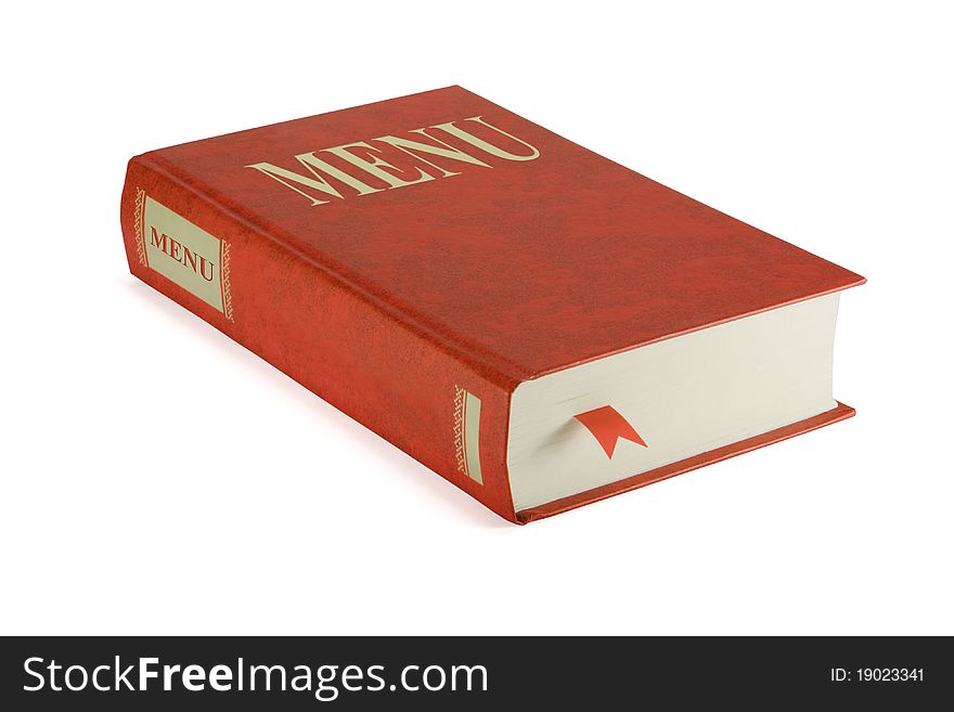 Isolated red book with the bookmark menu. Isolated red book with the bookmark menu