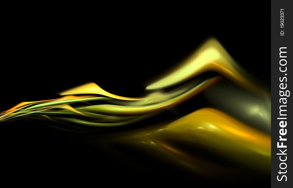 Abstract 3d wavy shape on black background. Abstract 3d wavy shape on black background