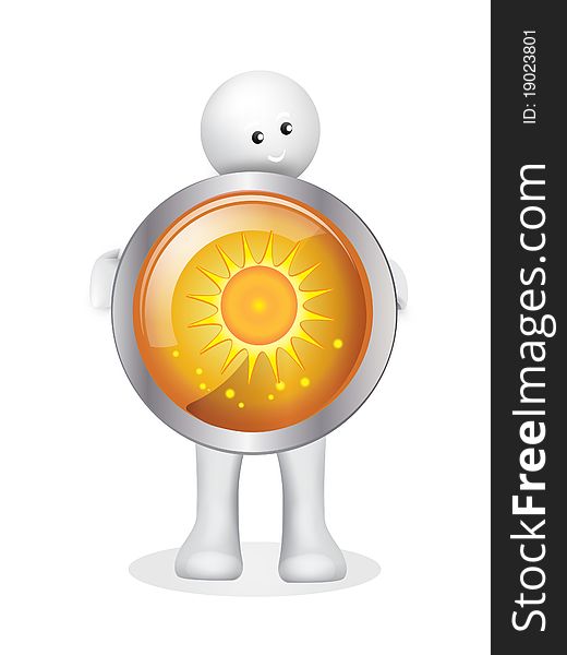 Sun radiation icon with men