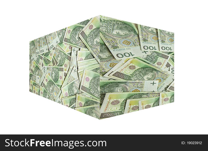 Box made of money. Polish Zloty bills. Box made of money. Polish Zloty bills