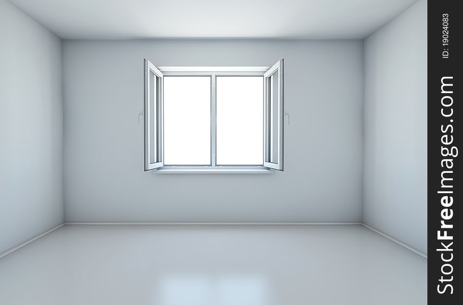 Room with the window open without furniture