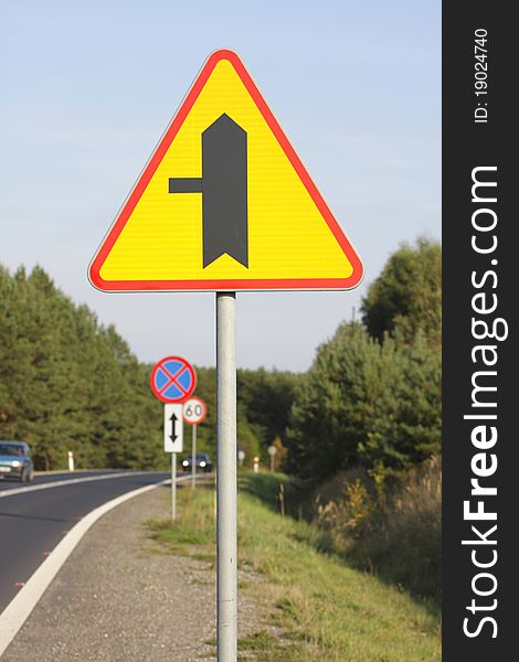 Traffic sign - priority traffic sign. Traffic sign - priority traffic sign
