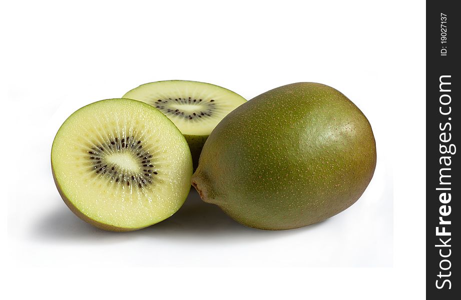 Golden Kiwi Fruit On White