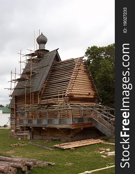 Wooden russian church in Suzdal. Golden ring of Russia.