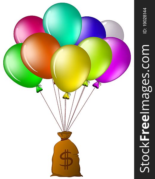 Balloons with a bag of money