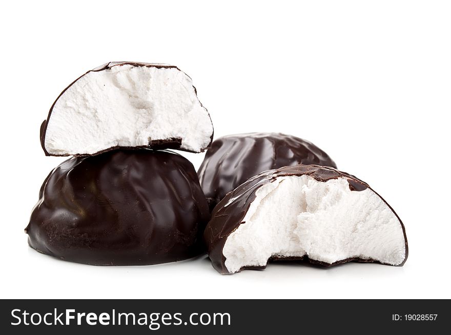 Souffle in a dark chocolate on a white background