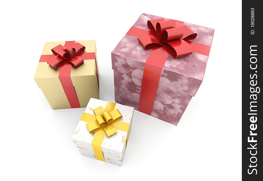 3d isolated boxes with gifts