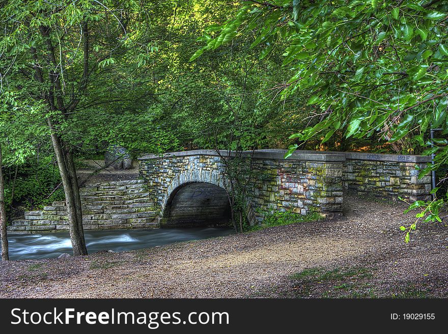 Brick River Bridge In Hdr