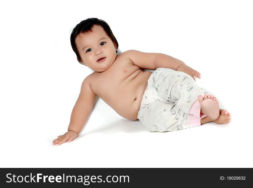 a little girl posing isolated on white background