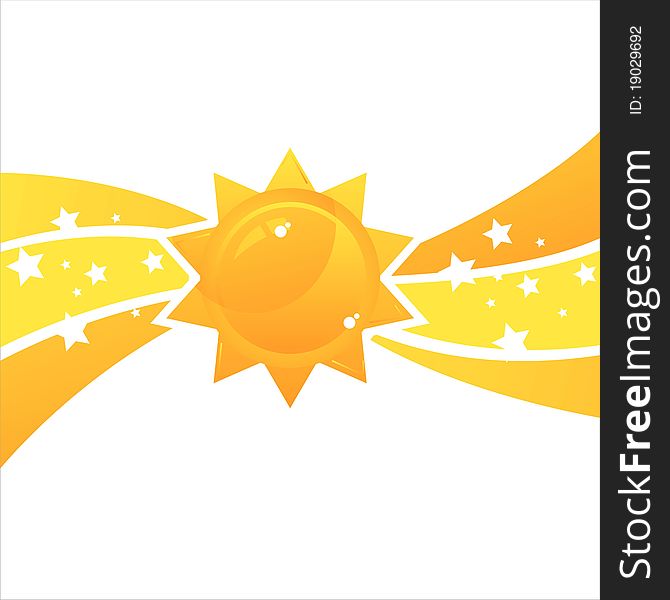 Glossy sun background with stars