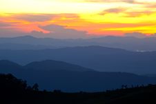 Sunset In The Mountains Royalty Free Stock Photos