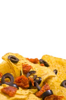 Nacho Chips With Olives Stock Photo Nacho Chips With Olives Stock Photo