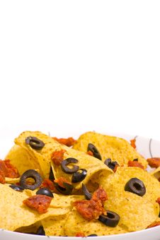 Nacho Chips With Olives Royalty Free Stock Photo Nacho Chips With Olives Royalty Free Stock Photo
