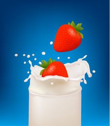 Strawberry Fruits Falling Into The Milky Splash Royalty Free Stock Image Strawberry Fruits Falling Into The Milky Splash Royalty Free Stock Image