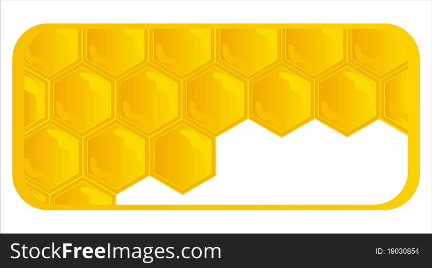 Glossy honeycombs banner isolated on white