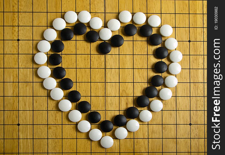 Heart on Go board top view