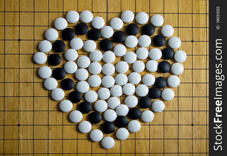 Heart on Go board top view