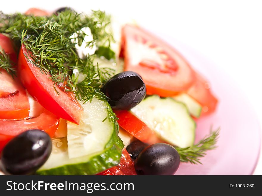 Fresh greek salad with black olives