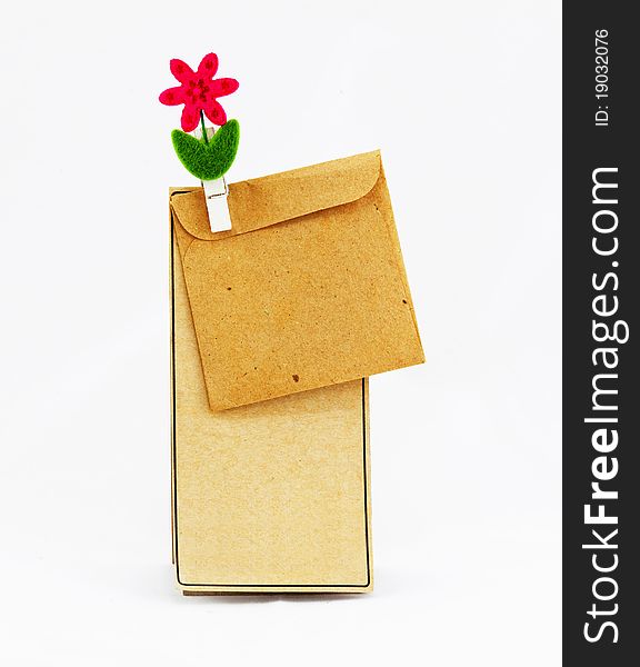 Brown bag with clip on white background